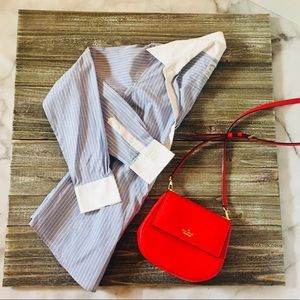 Brooks Brothers Dress Shirt Blue & White Striped